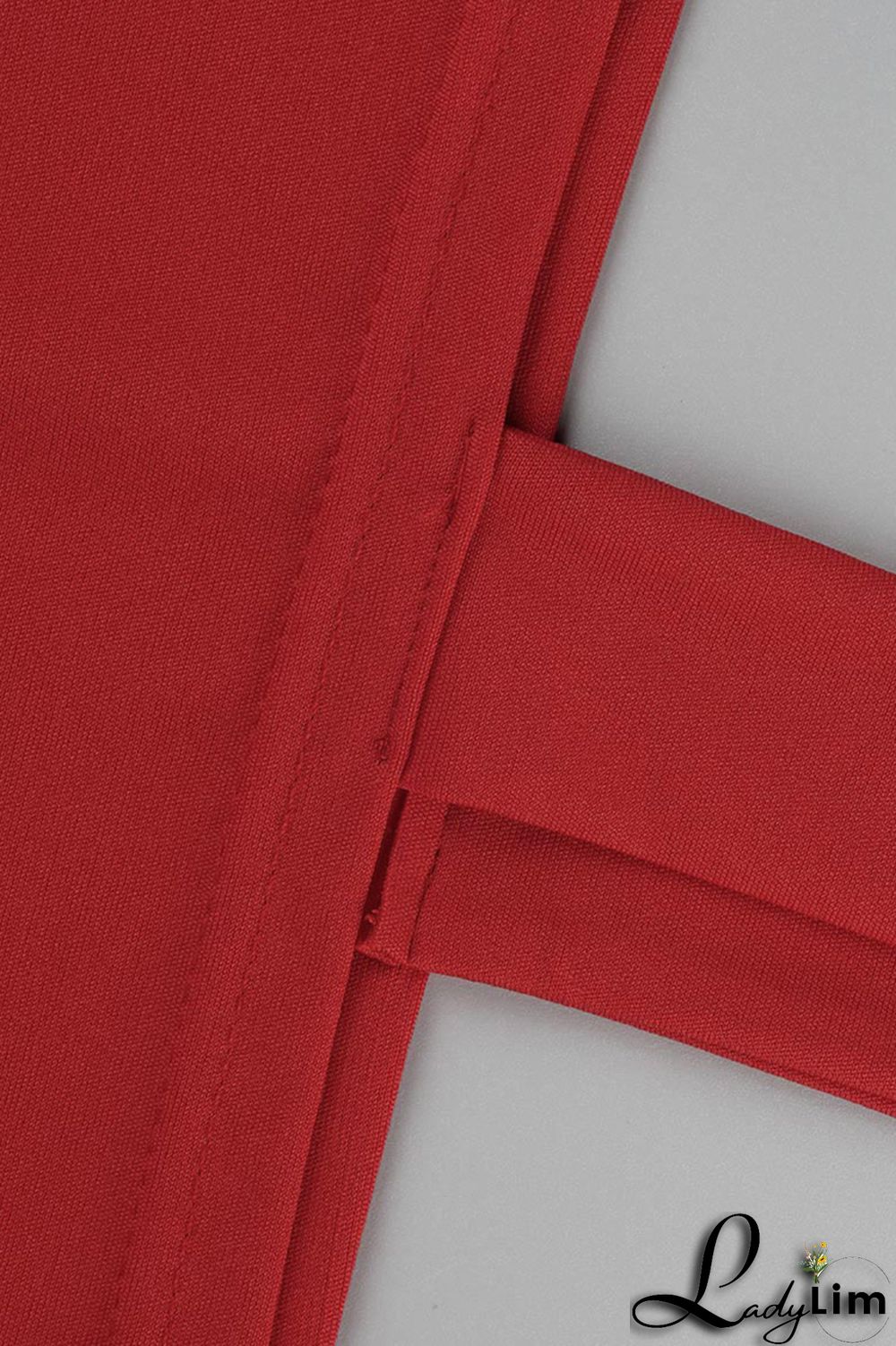 Red Fashion Casual Solid Bandage Slit Half A Turtleneck Sleeveless Two Pieces