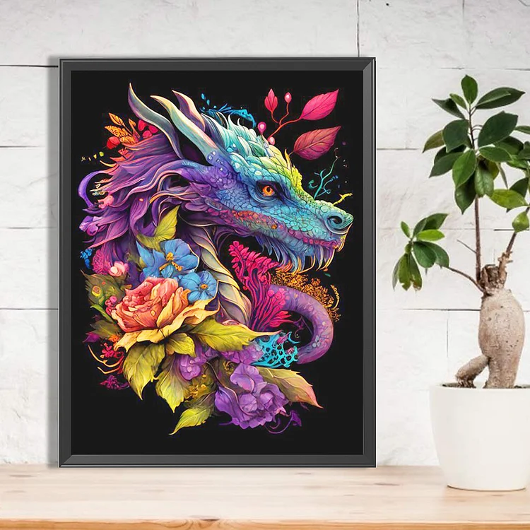 Dragon Surrounded By Flowers 30*40cm(canvas) full round drill