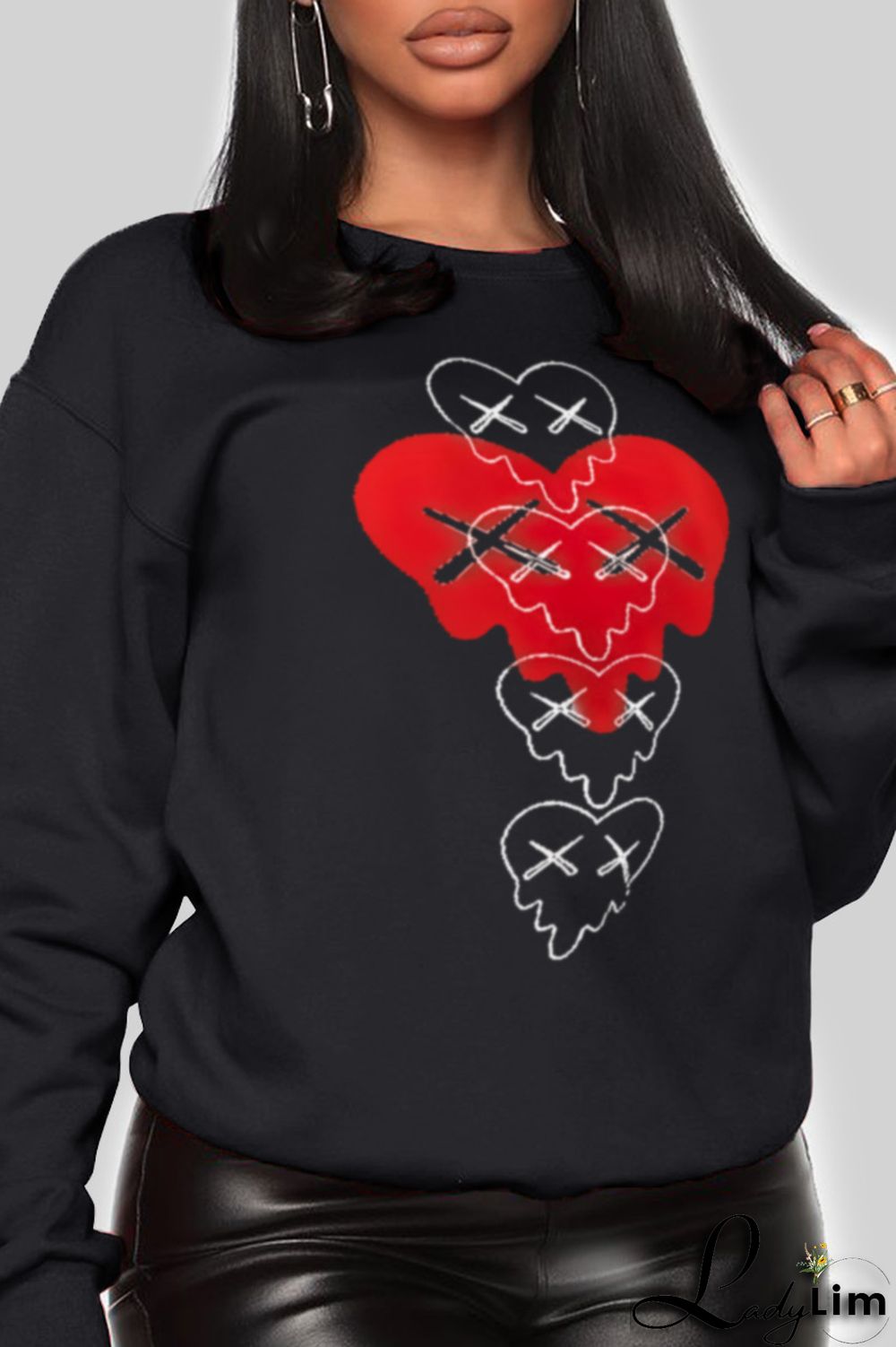 Grey Fashion Vintage Print Patchwork O Neck Tops