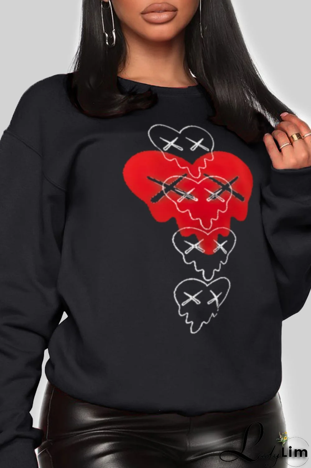 Grey Fashion Vintage Print Patchwork O Neck Tops