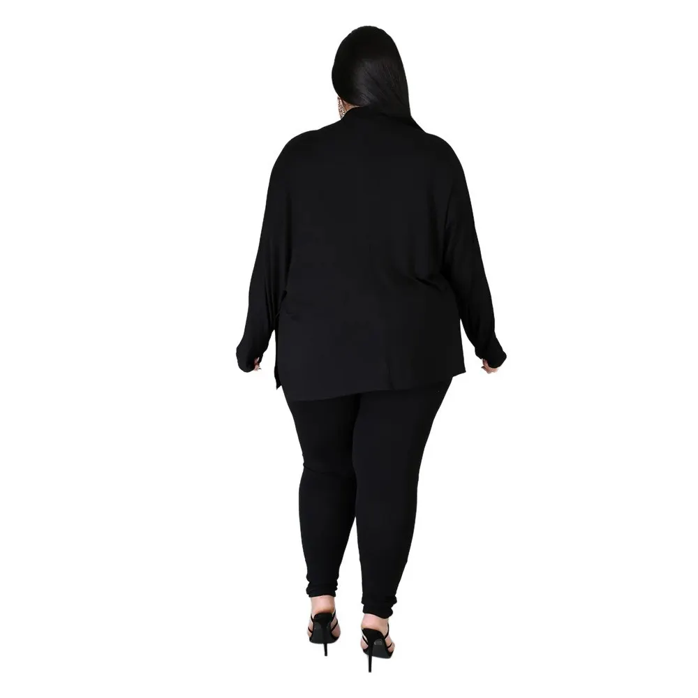 Autumn And Winter High Collar Solid Color Slit Long Sleeve Womens Casual Sports Two Piece