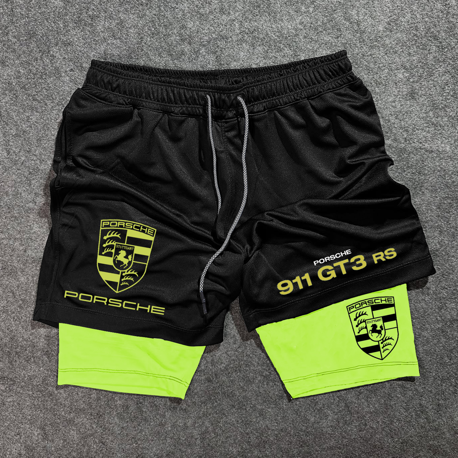 Sports Fitness Racing Design Double Layer Shorts / TECHWEAR CLUB / Techwear