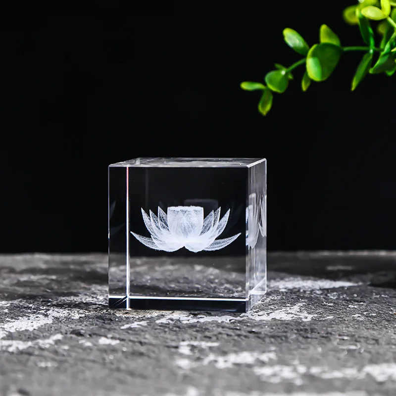 3D Square Crystal Engraved Glass Home Decorations Craft Ornaments Creative Birthday Present 3D Crystal Cubes