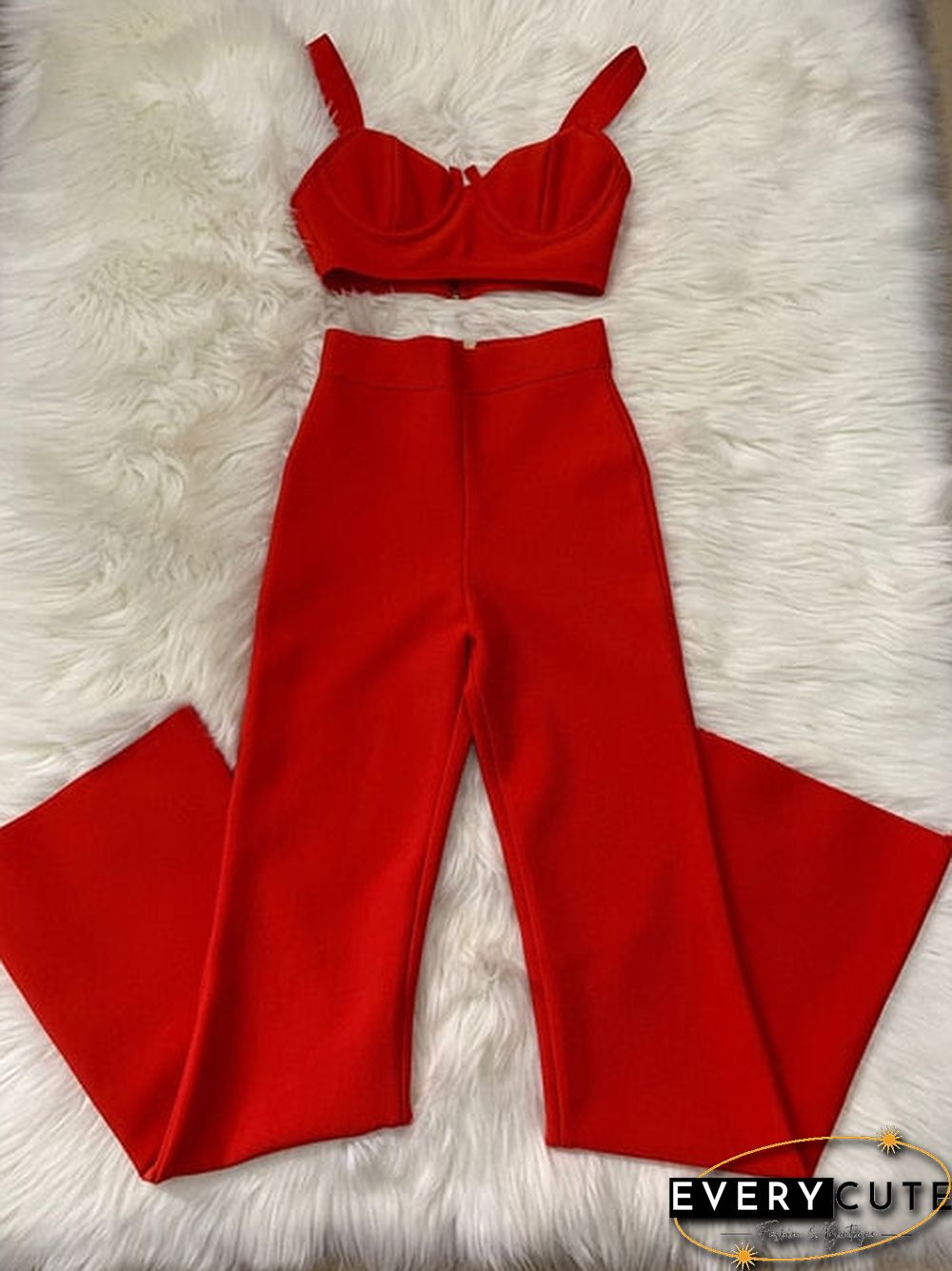 Summer Womens Fashion Sexy Bandage Two-Piece Set Sleeveless Tight Short Top High Waist