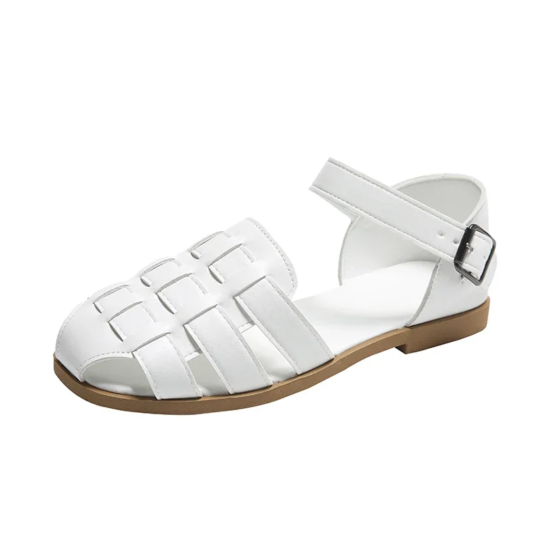 Iplaynox 2025 High Quality Women's Shoes Closed Toe Women's Sandals Summer Casual Sandals Women Buckle Strap Cover Heel Rome Ladies Shoes