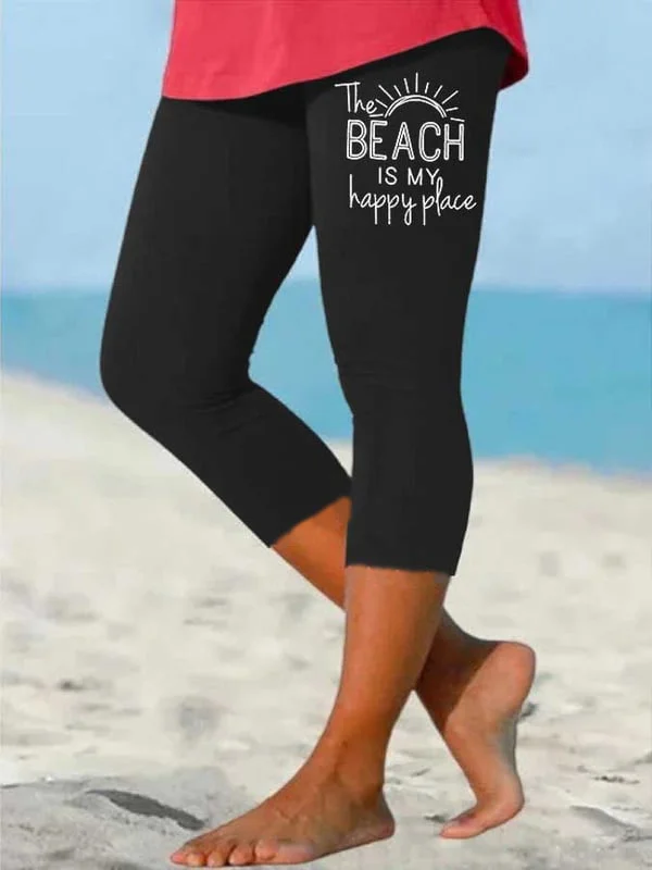 Women'S Coconut Tree Print Wave Leggings