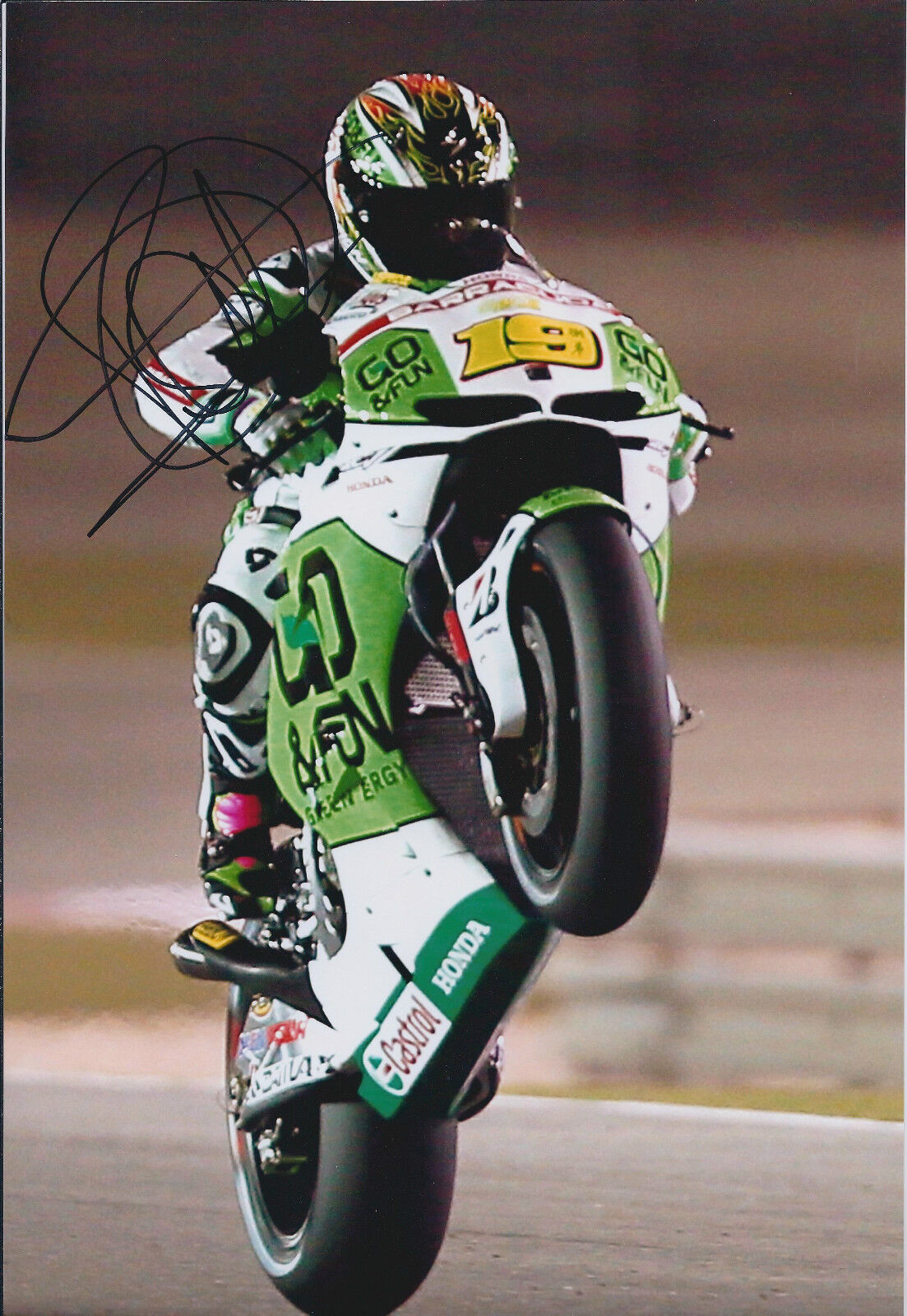 Alvaro BAUTISTA Autograph 12x8 HONDA Grisini GO & FUN Photo Poster painting SIGNED AFTAL COA