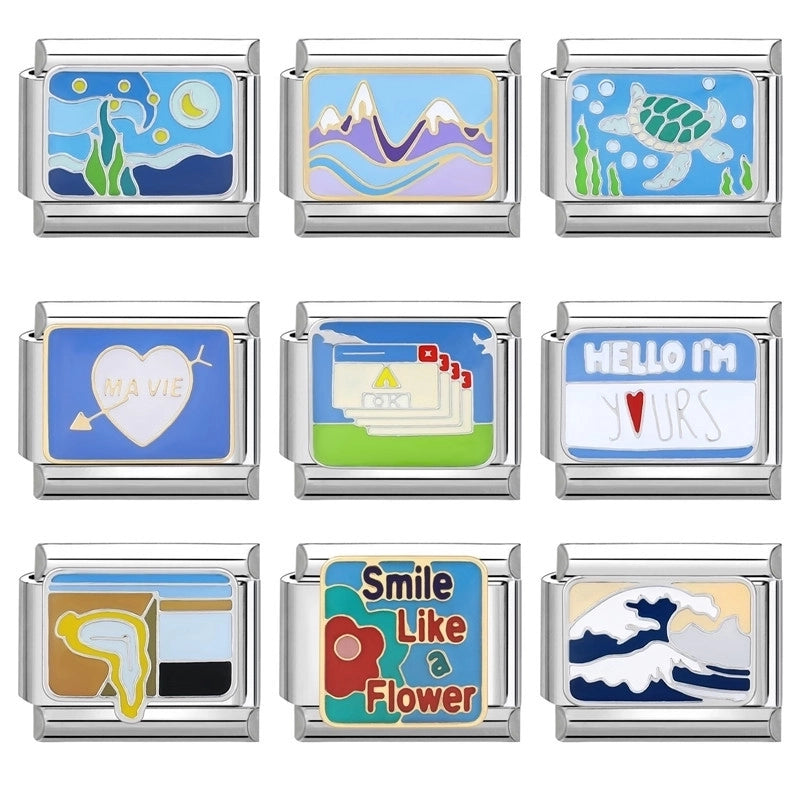 Charms Module Handmade Blue Color Italian Accessories Personalized Creative Stitching Bracelet Vintage Bracelet4