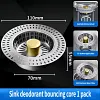 Stainless steel sink strainer, kitchen sink spring-loaded core, vegetable wash basin drain plug, sewer anti-clogging groove