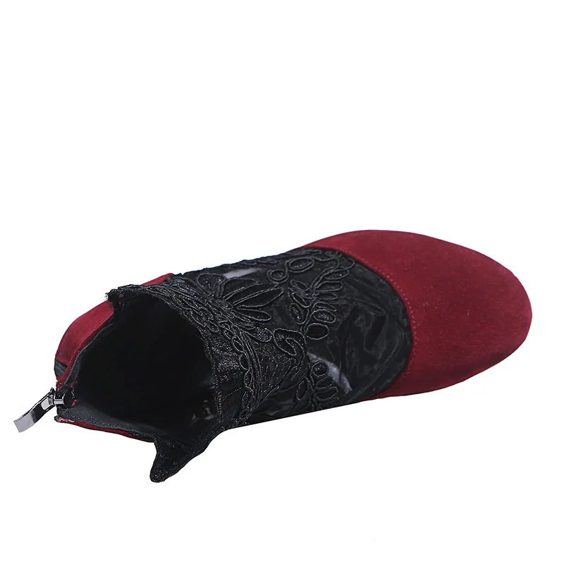 Qengg Women High Heels Lace Flower Ankle Strap Hollow Out Sandals Round Toe Zip Pumps Zapatos De Mujer Plataforma