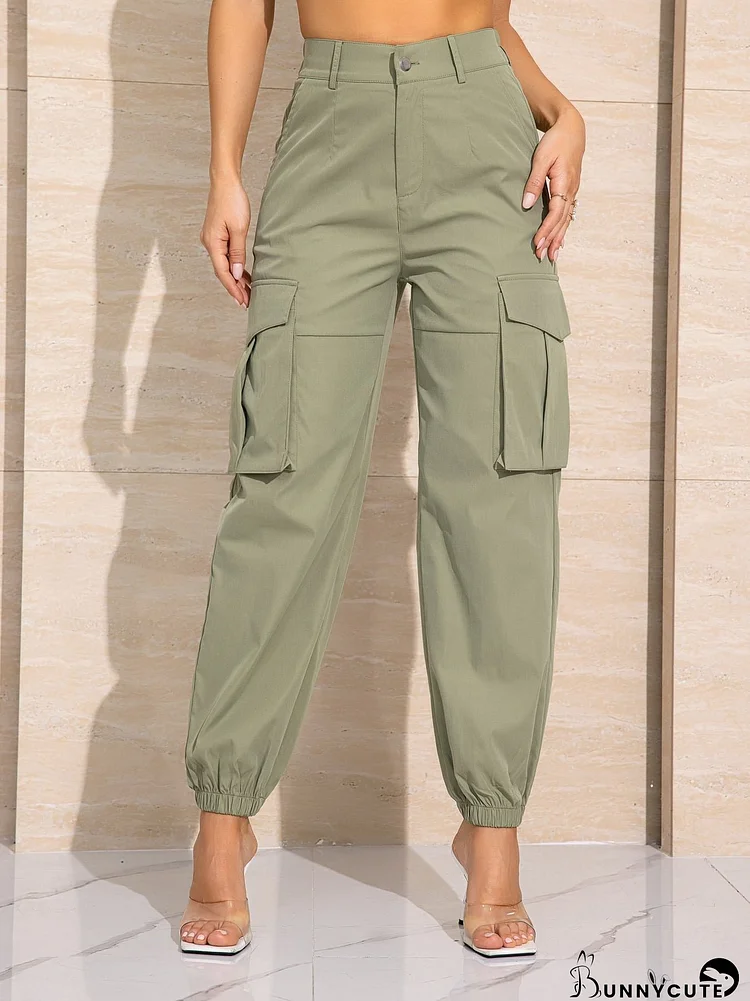 Double Take Buttoned High Waist Long Pants with Pockets