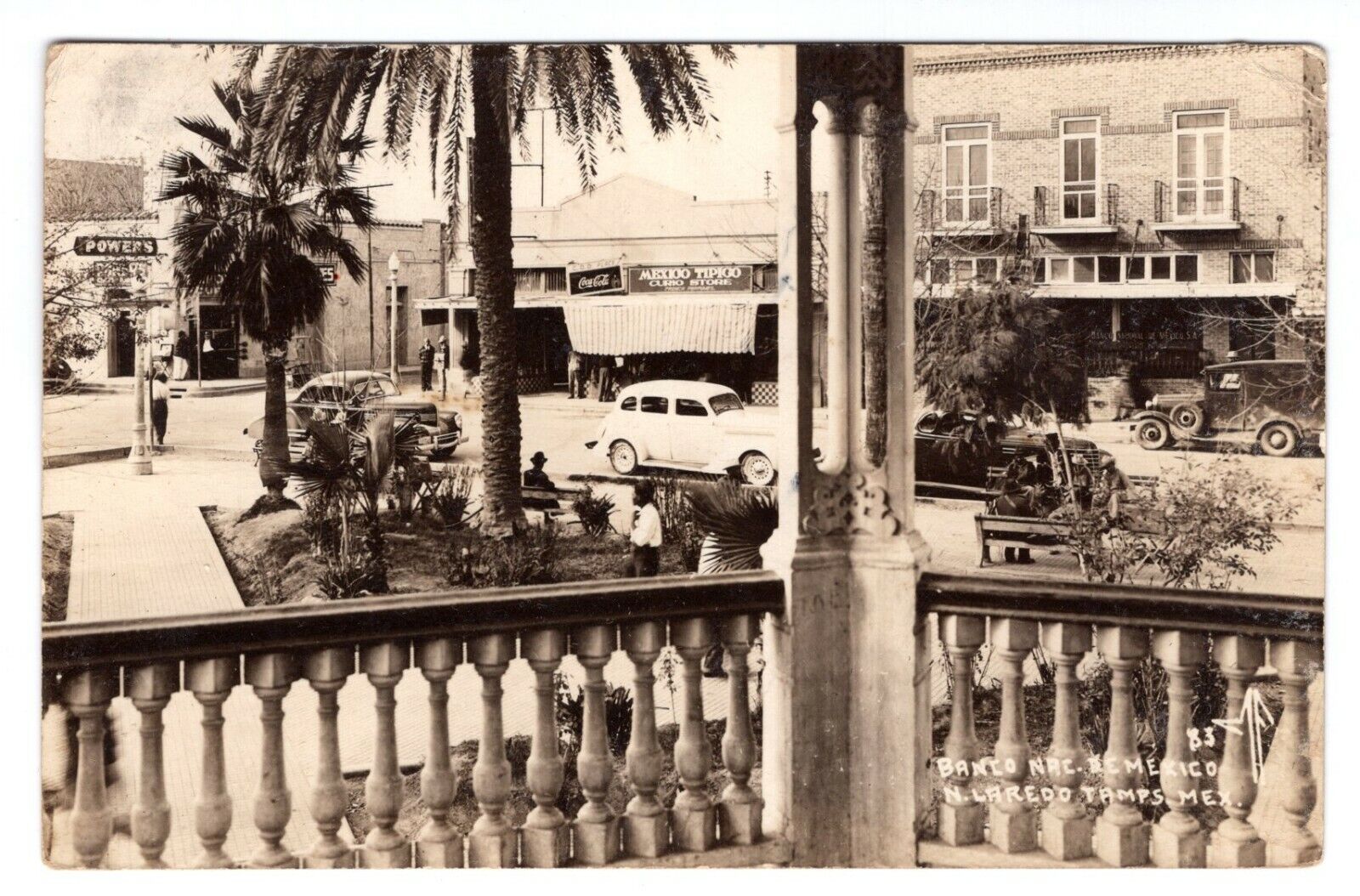 Banco Nac. De Mexico Nuevo Laredo Tamps Mexico Censored Real Photo Poster painting RPPC Postcard