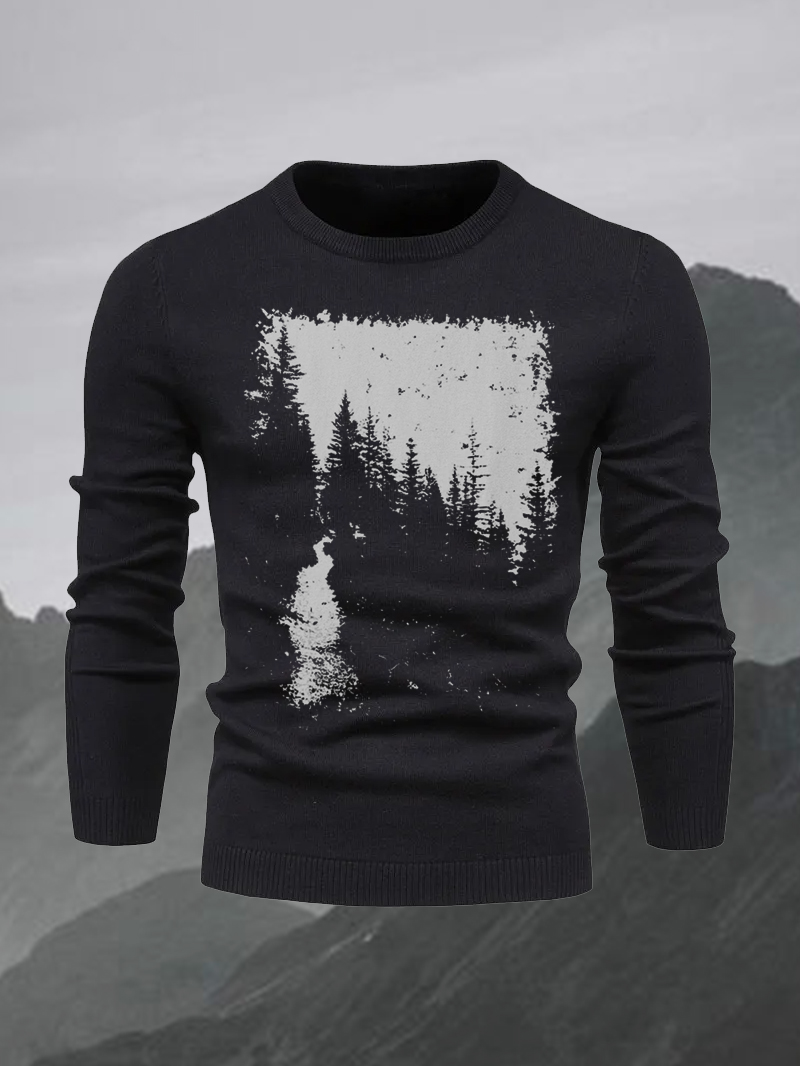 Men's Pine Tree Forest round Neck Sweater