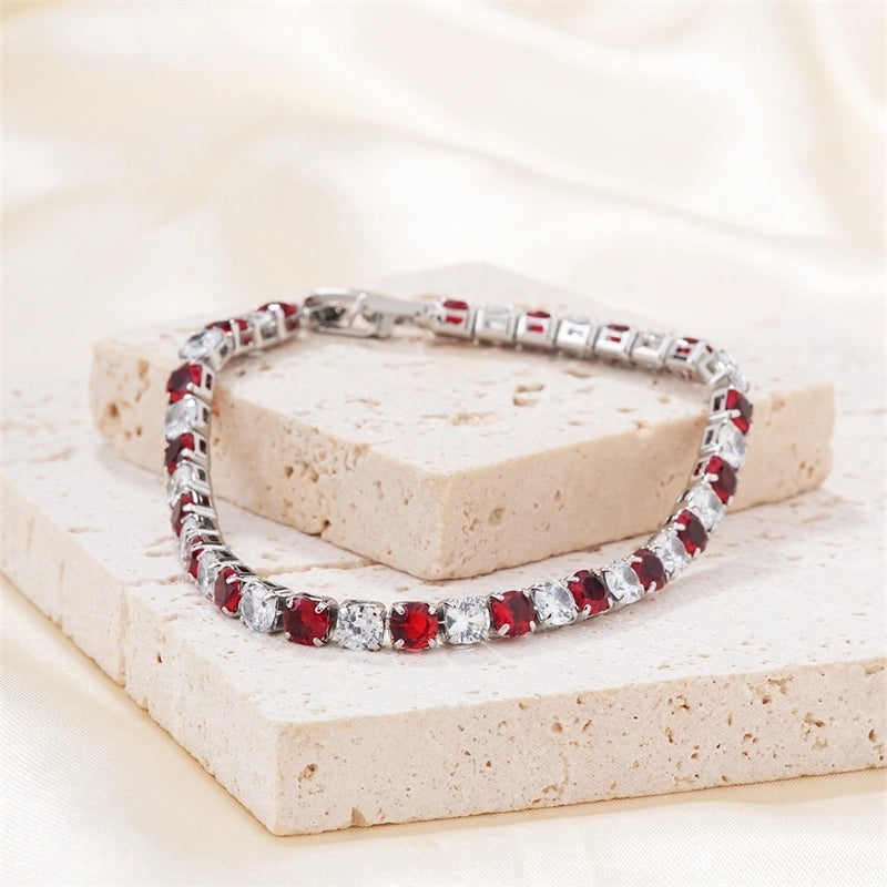 Hip-Hop Solid Color Copper Inlay Zircon K Gold Plated Rhodium Plated Unisex Tennis Bracelet