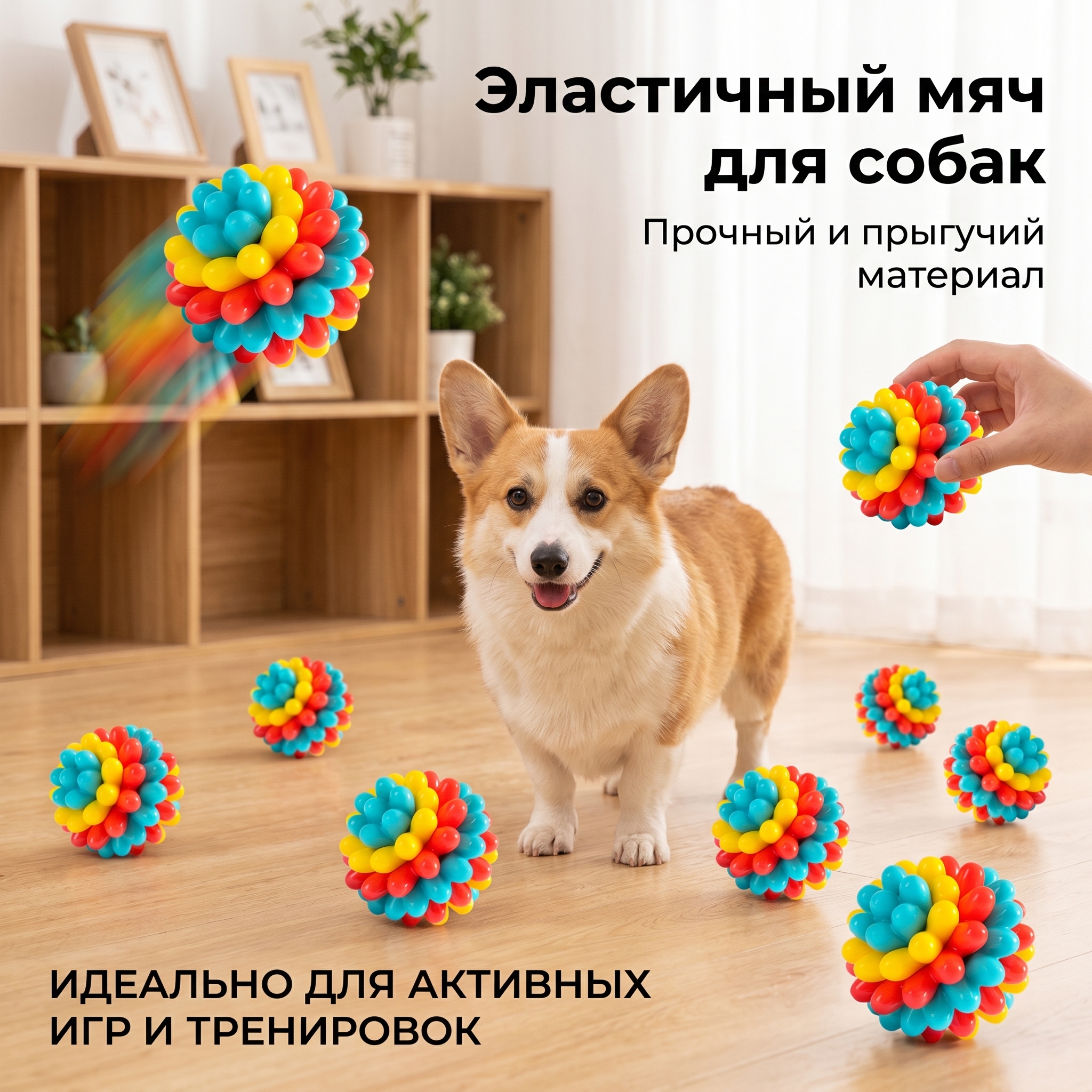 GOPET&reg; Эластичный мяч для прорезывания зубов, чистки и игры для щенков