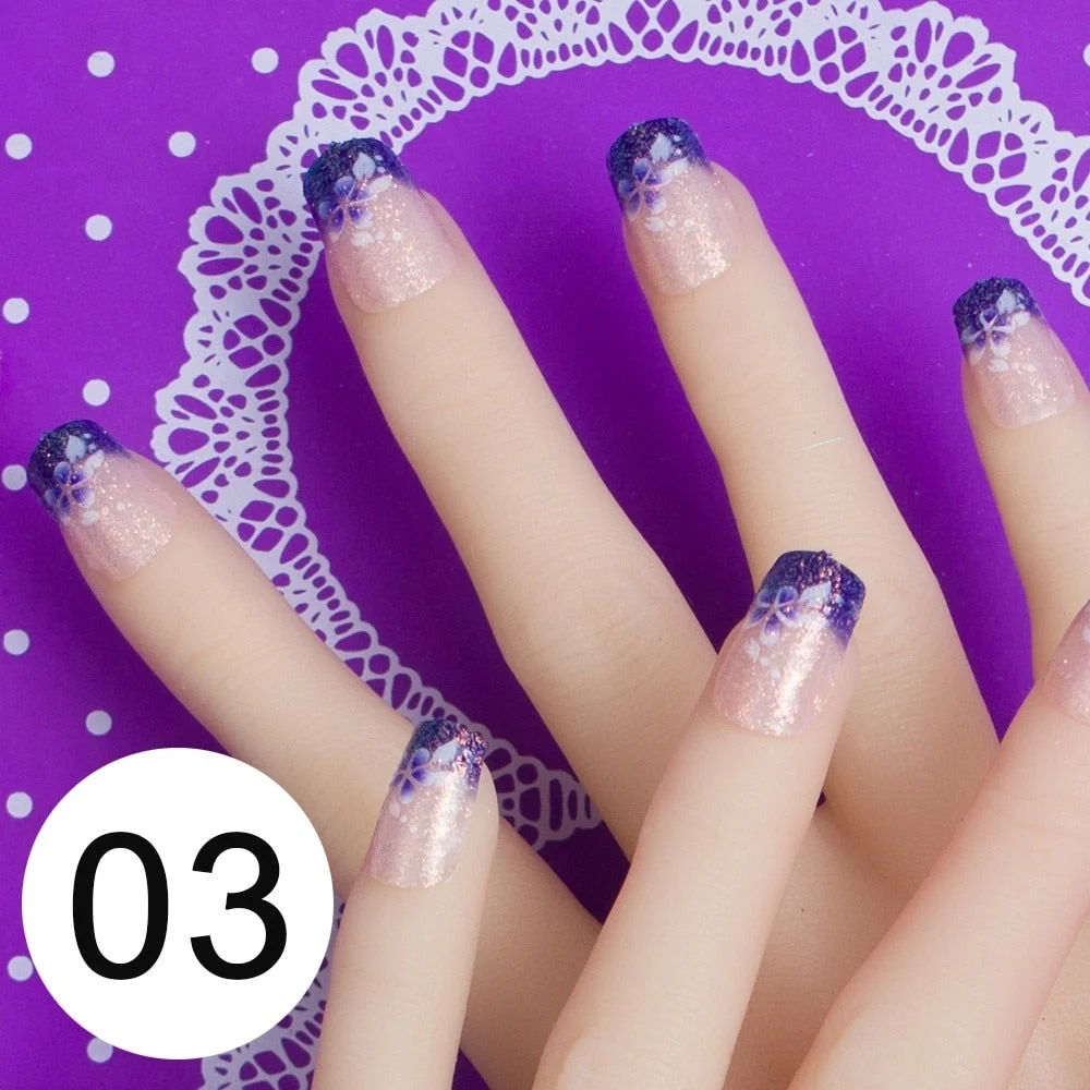 With 1 Piece Of Nail Adhesive Tape 24pcs/Box Press On Nail Art Tips Full Cover 10 Sizes False Nail Art Wedding Nails-Nail Inspo