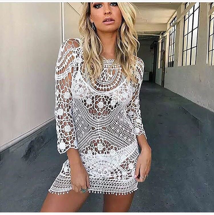 Autumn Sexy Beach Lace Skirt Vacation Dresses