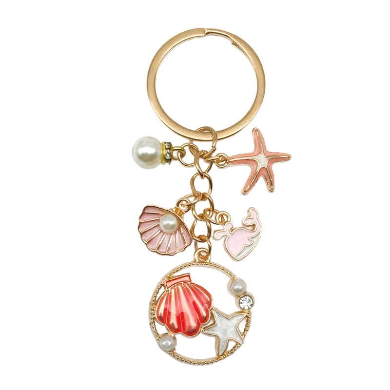 Cute Marine Style Starfish Mermaid Shell Alloy Enamel Bag Pendant Keychain
