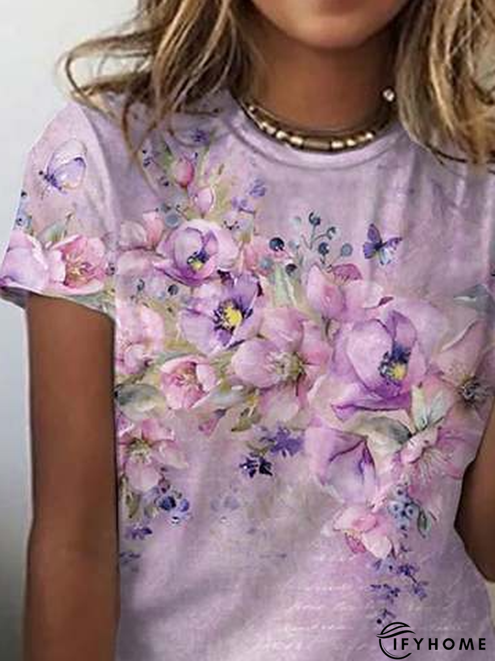 Floral Crew Neck Loose Casual T-Shirt | IFYHOME