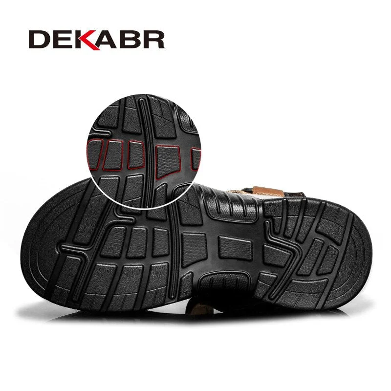 DEKABR Split Leather Men Shoes Summer Fashion Men's Sandals Beach Non-slip Men Sandals Slippers Big Size 38-47 Zapatos Hombre