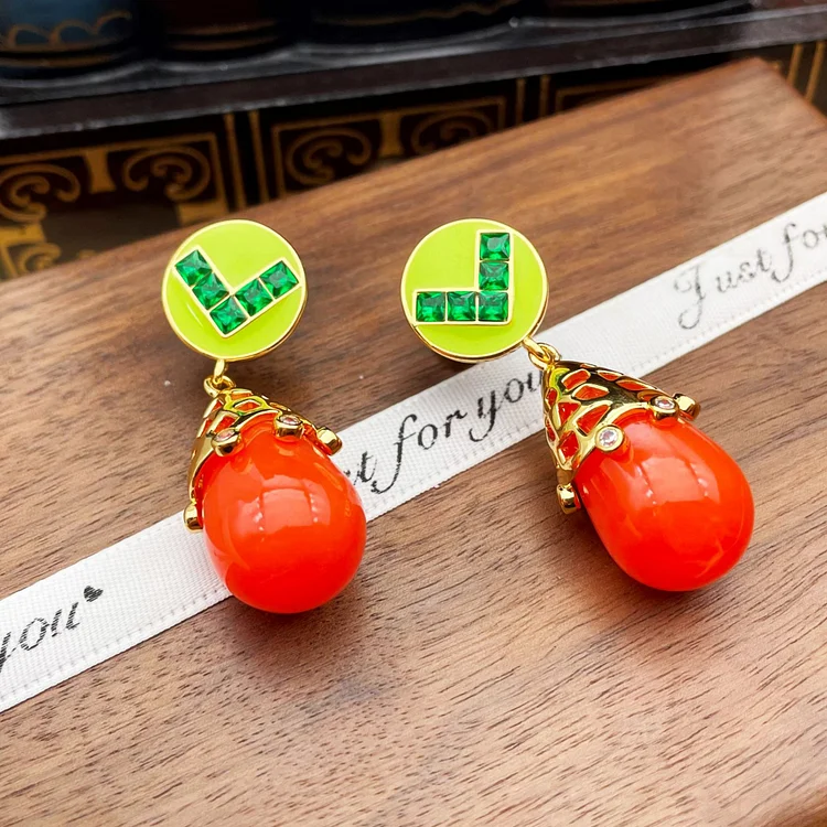 Water Drop Resin Drop Glazed Enamel Earrings