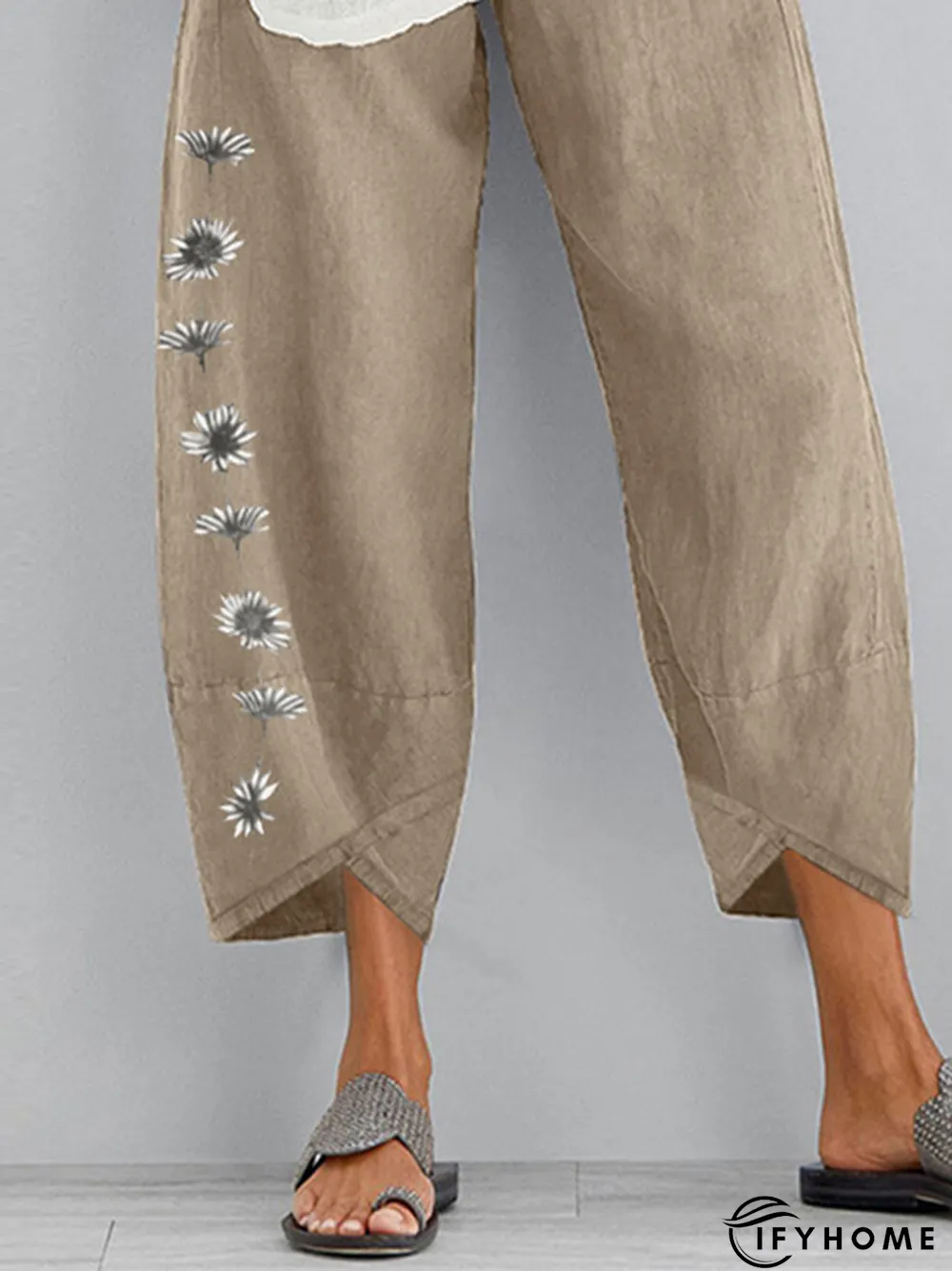 Floral-Print Cotton-Blend Casual Pants | IFYHOME
