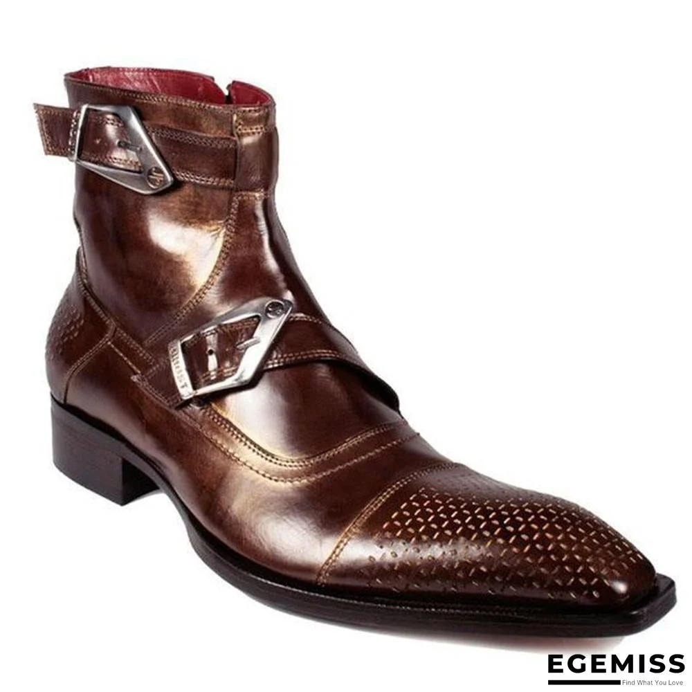 Men's Retro Leather Buckle Ankle Boots | EGEMISS