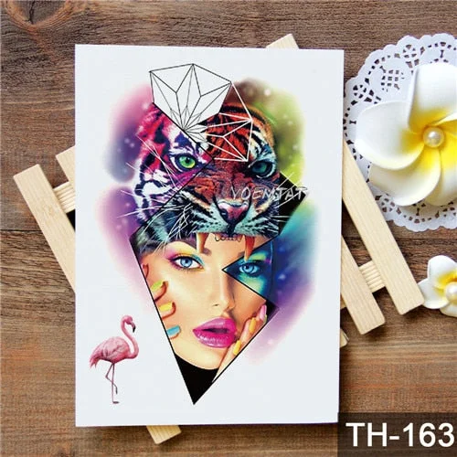 Waterproof Temporary Tattoo Stickers Rose Flowers Leaves Colorful Flash Tatto Sexy Arm Neck Body Art Fake Tattoos For Women Men