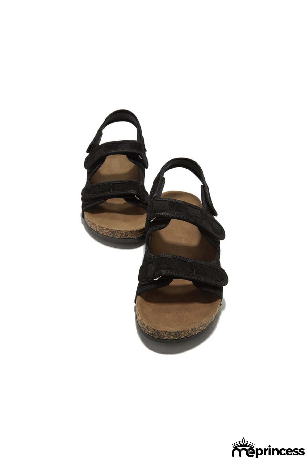 Solid Color Velcro Straps Flatform Sandals