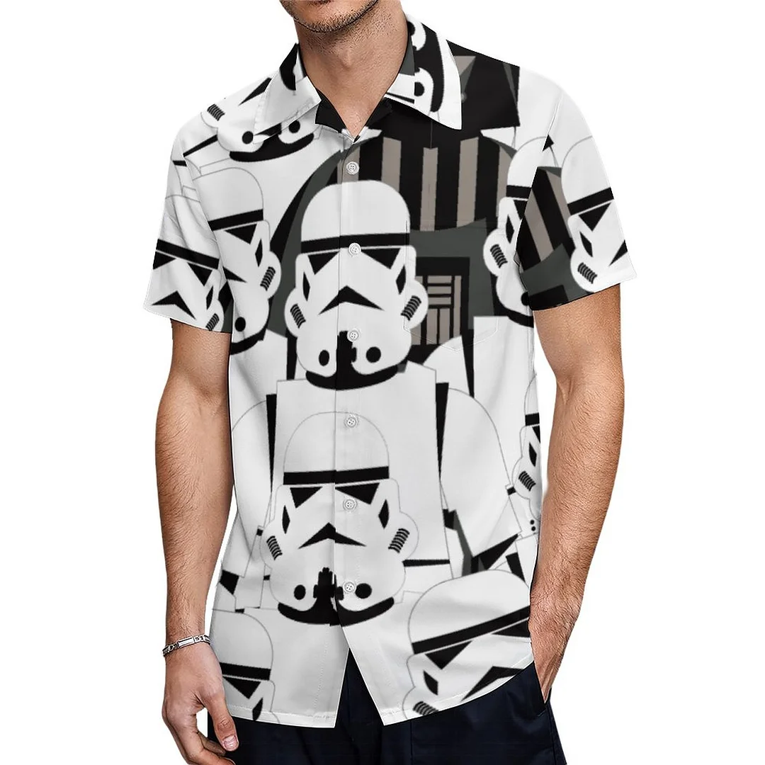 Darth Vader And Stormtrooper Crowd Hawaiian Shirt Mens Button Down Plus Size Tropical Hawaii Beach Shirts