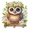 (US Only)Wooden Special Shape Owl 3 Hooks Diamond Painting Hook Rail for Wall Cabinet