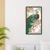 >SALE<Embroidery Cotton Thread 14CT Printed Green Peacock Cross Stitch 30x46cm