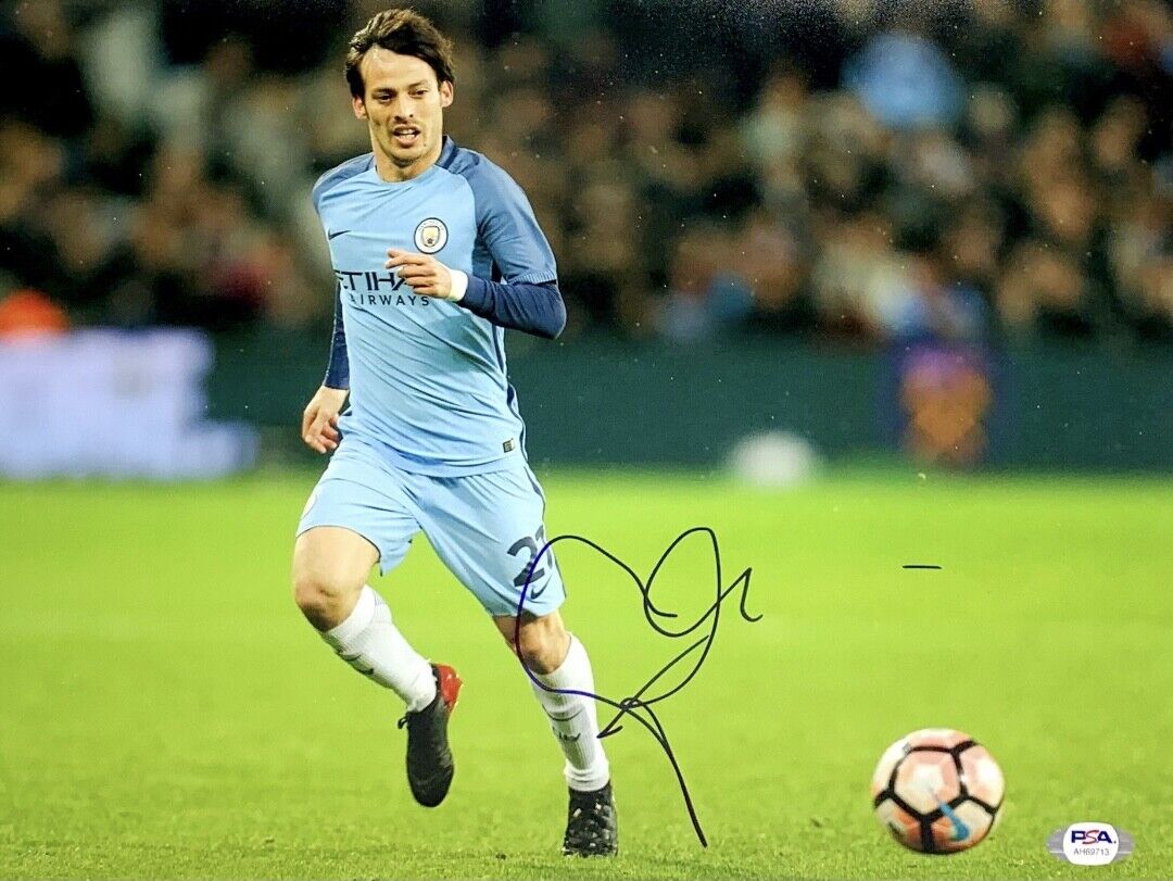 David Silva Signed 11x14 Photo Poster painting PSA AH69713 Soccer Manchester City