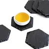 Square Slate Drink Coasters Set with Anti-Scratch Bottom for Home Office Kitchen