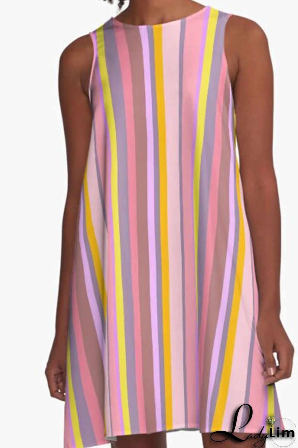 Light Pink Casual Print Patchwork O Neck A Line Dresses