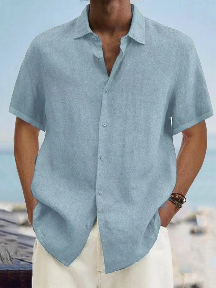 Men's Cotton Linen Short Sleeve Shirts