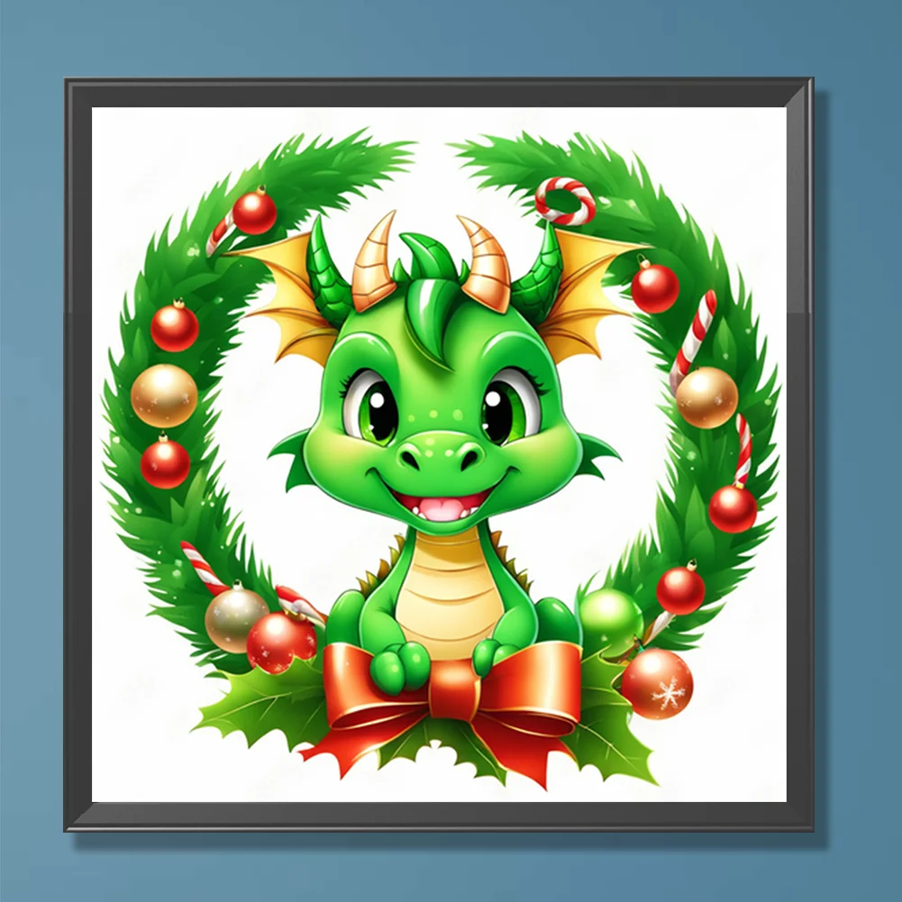 Full Round Diamond Painting 30*30cm - Dragon In The Wreath