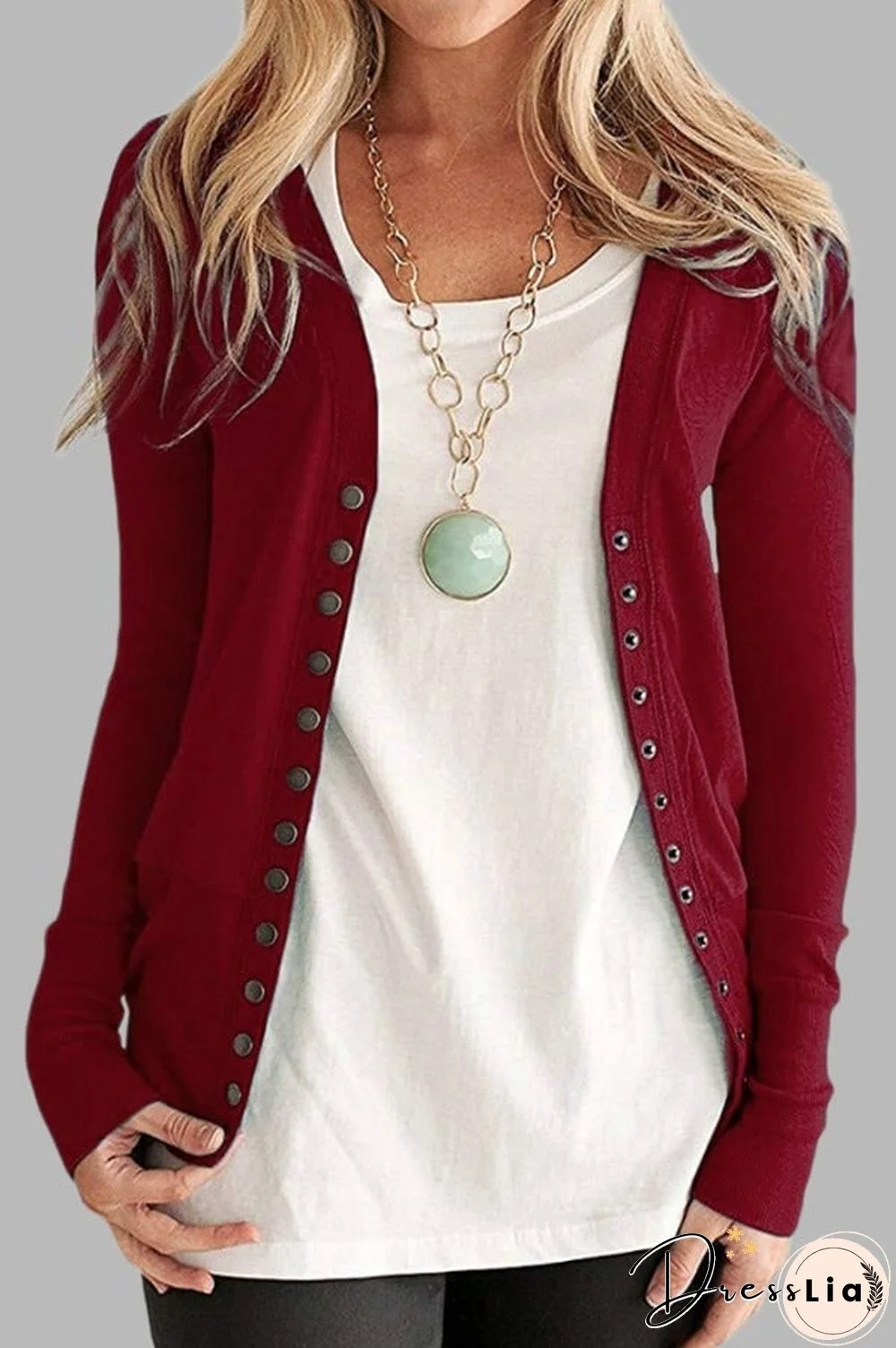 Casual Solid Color Regular Button Cardigan