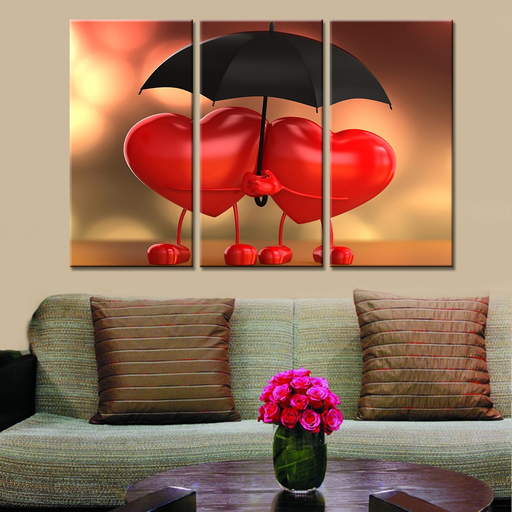 Love Umbrella HD 3 Pieces/sets Canvas Art Canvas Paintings 3 Panels Decorations For Home Wall Art Prints Canvas Unframed