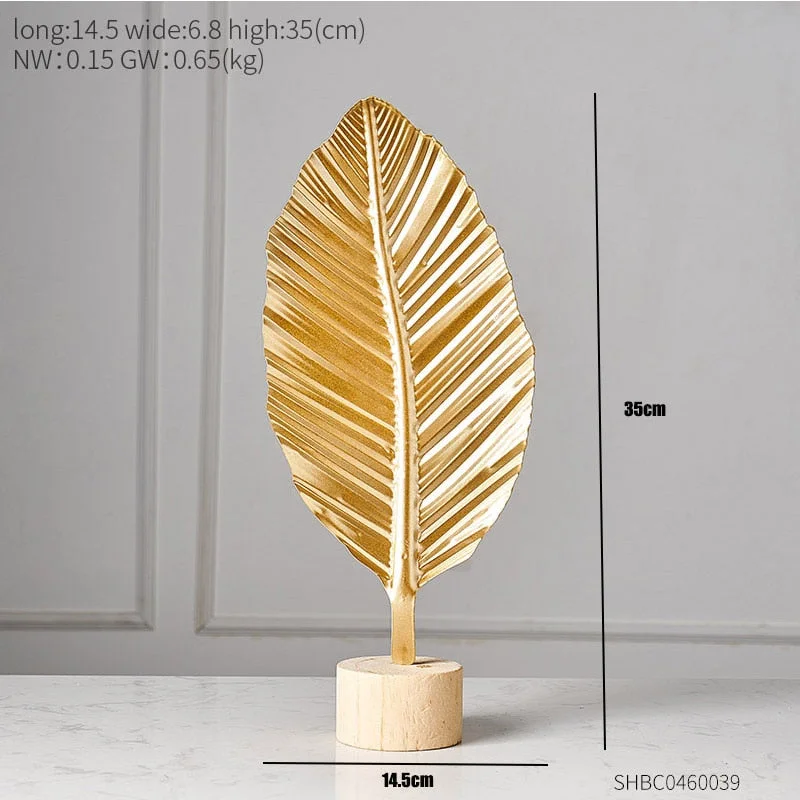 Europe Home Decoration Accessories Modern Maple Leaf Model Office Desk Decoration Metal Decoration Living Room Golden Decor Gift