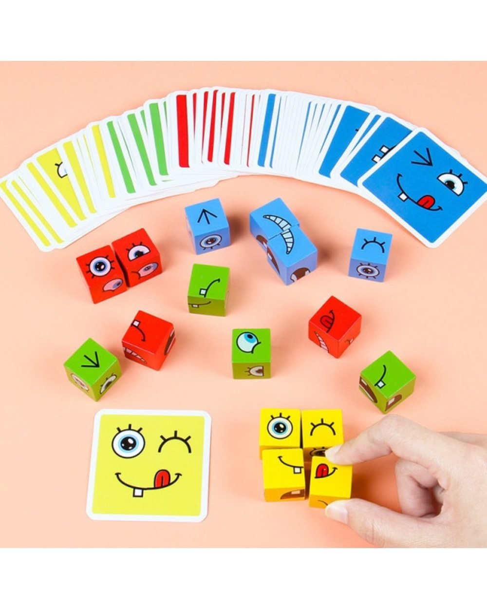 Gift For Kids - Wooden Face-Changing Cube Building Blocks