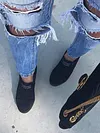 Women Faux Suede Wedge heel Sneakers Slip on Breathable Shoes