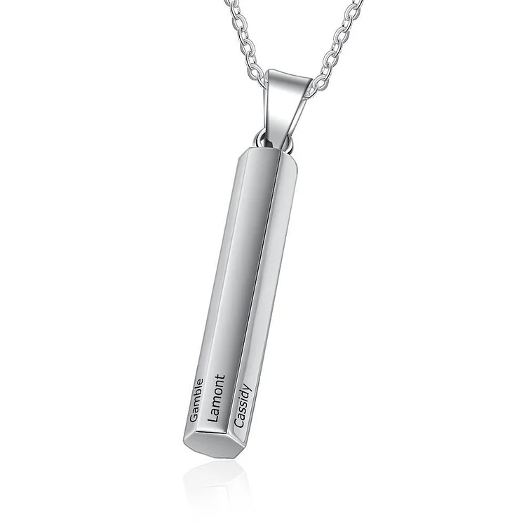 Collier Barre Verticale 6 Prénoms  Gravés Personnalisés Jessemade FR
