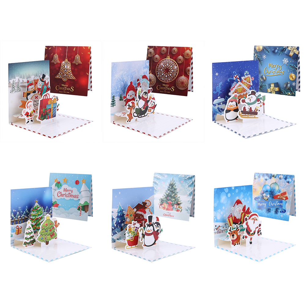6PCS Diamond Drawing Card Santa Special Shape Gifts for Family Friends and Lover