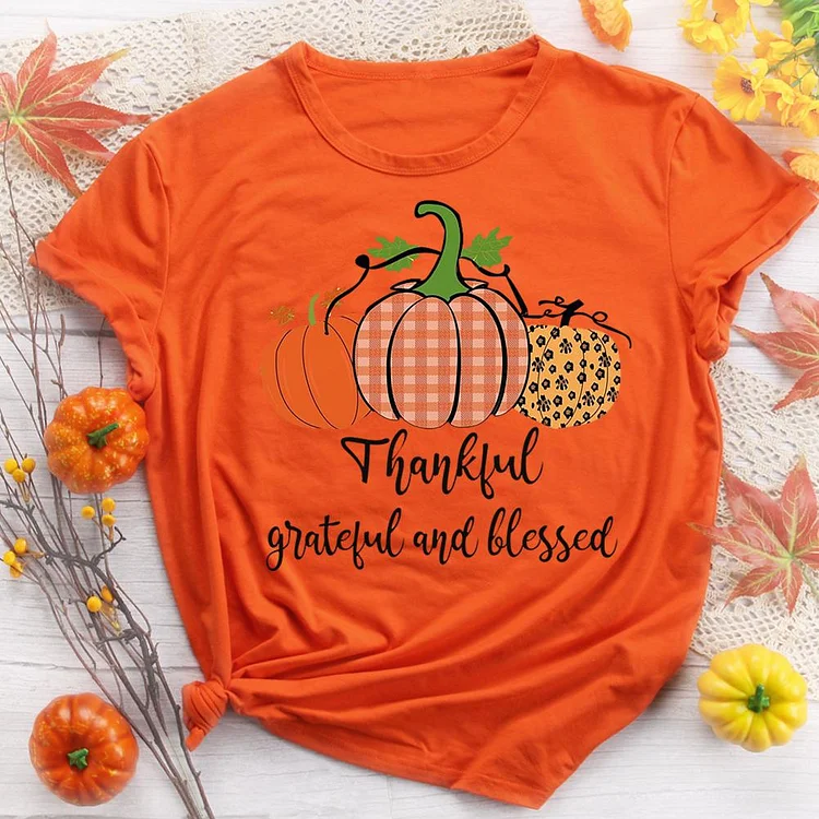 Thankful Grateful Blessed T-shirt Tee -08565-Annaletters