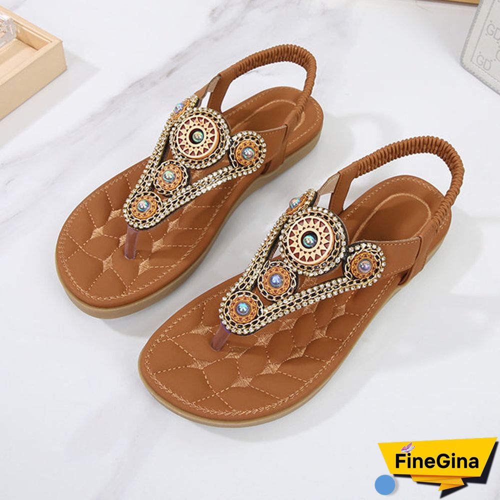 Women Soft and Comfortable Vintage Metal Decorated Sandals