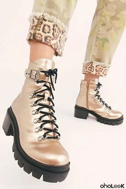 Lace Up Belt Buckle Martin Boots