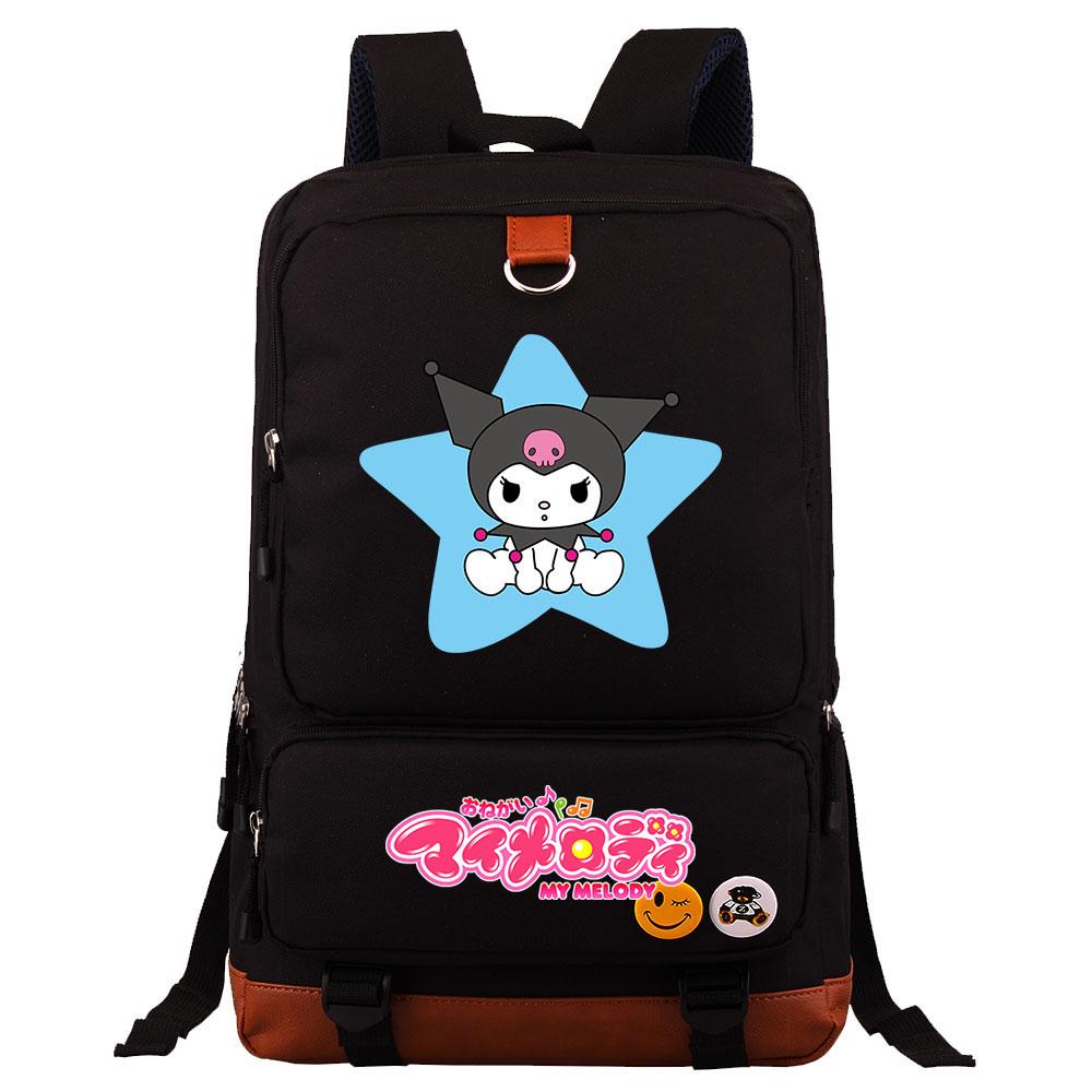 Mayoulove Kuromi Backpack Durable Design with Water-Resistant Fabric for School and Outdoor Activities-Mayoulove