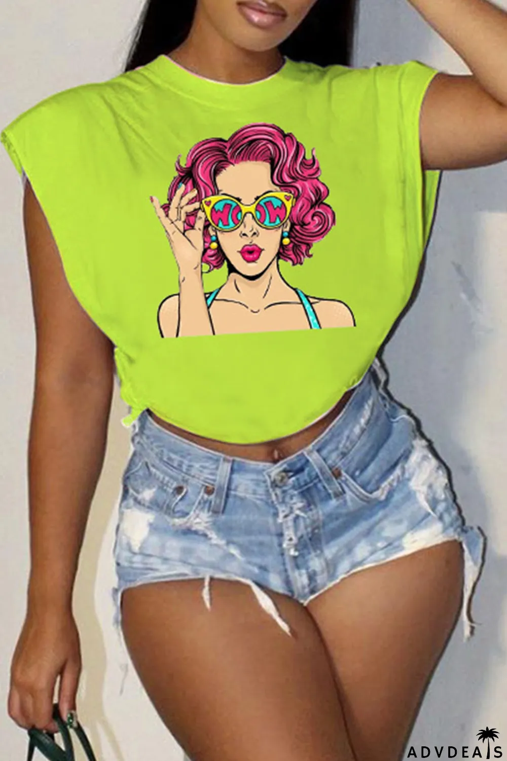 Rose Red Fashion Casual Print Patchwork O Neck T-Shirts