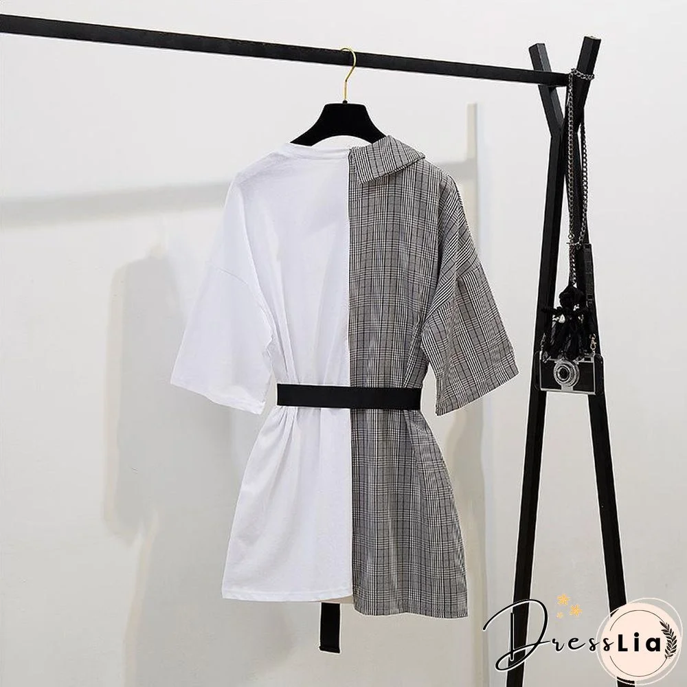 Fashion Plaid Patchwork Mini Dress P11635